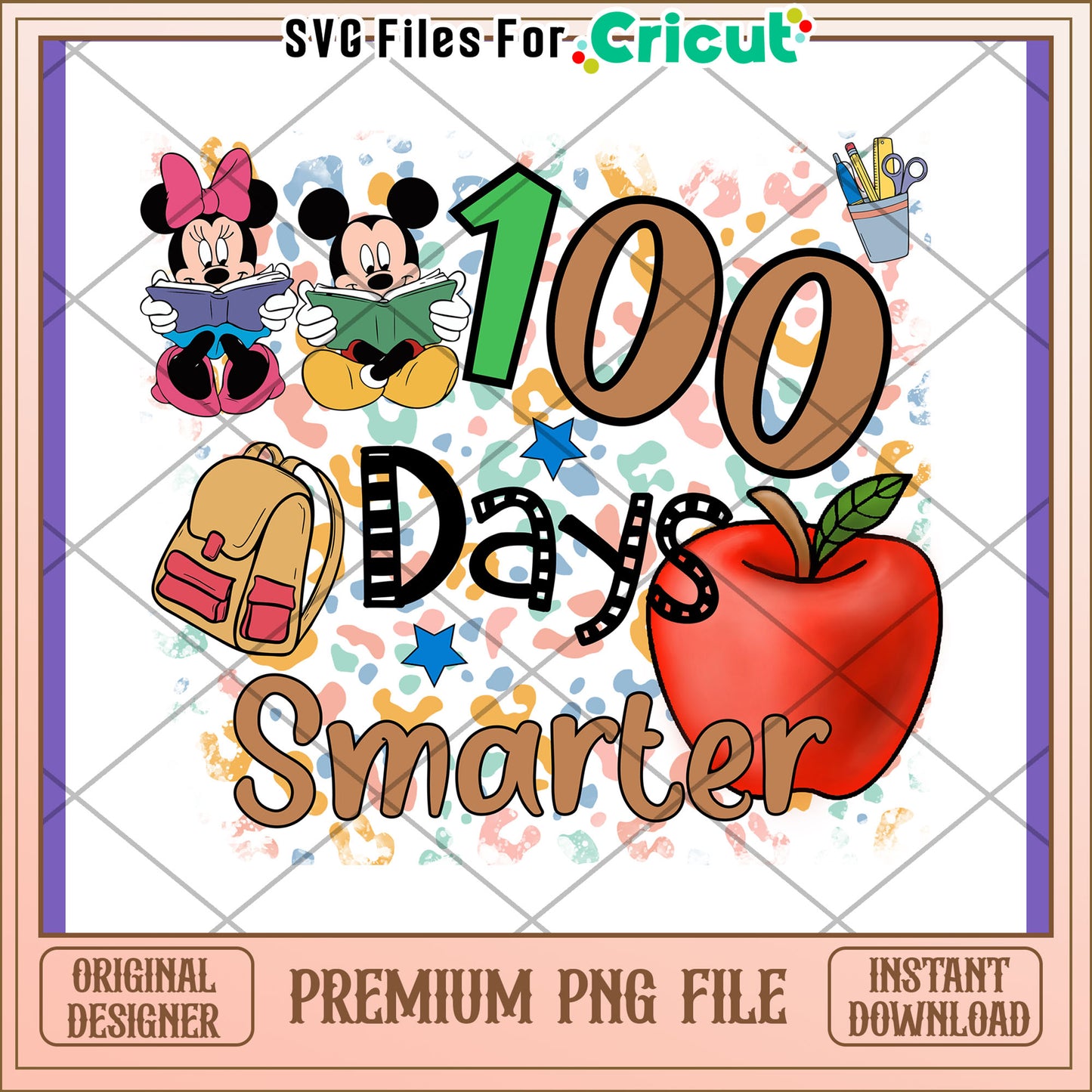 100 Days Smarter Mickey Minnie PNG