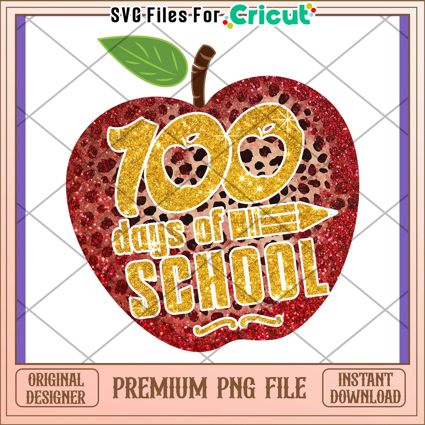 100 Days of School Apple PNG