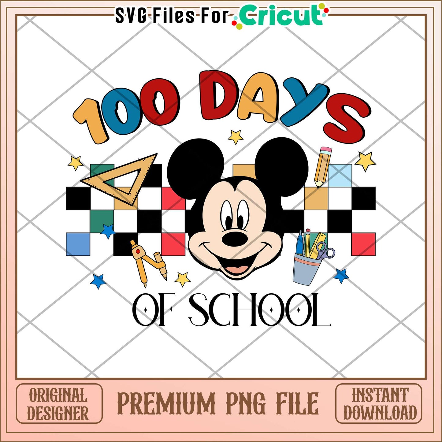 100 day of school mickey mouse png, school supplies png