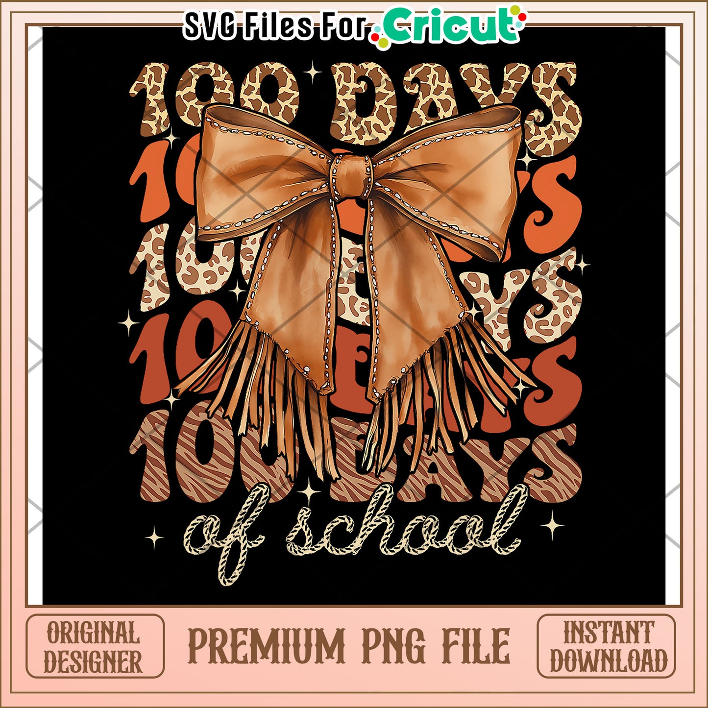 100 days of school brown bowtie design png, back to school supplies png, cartoon design png