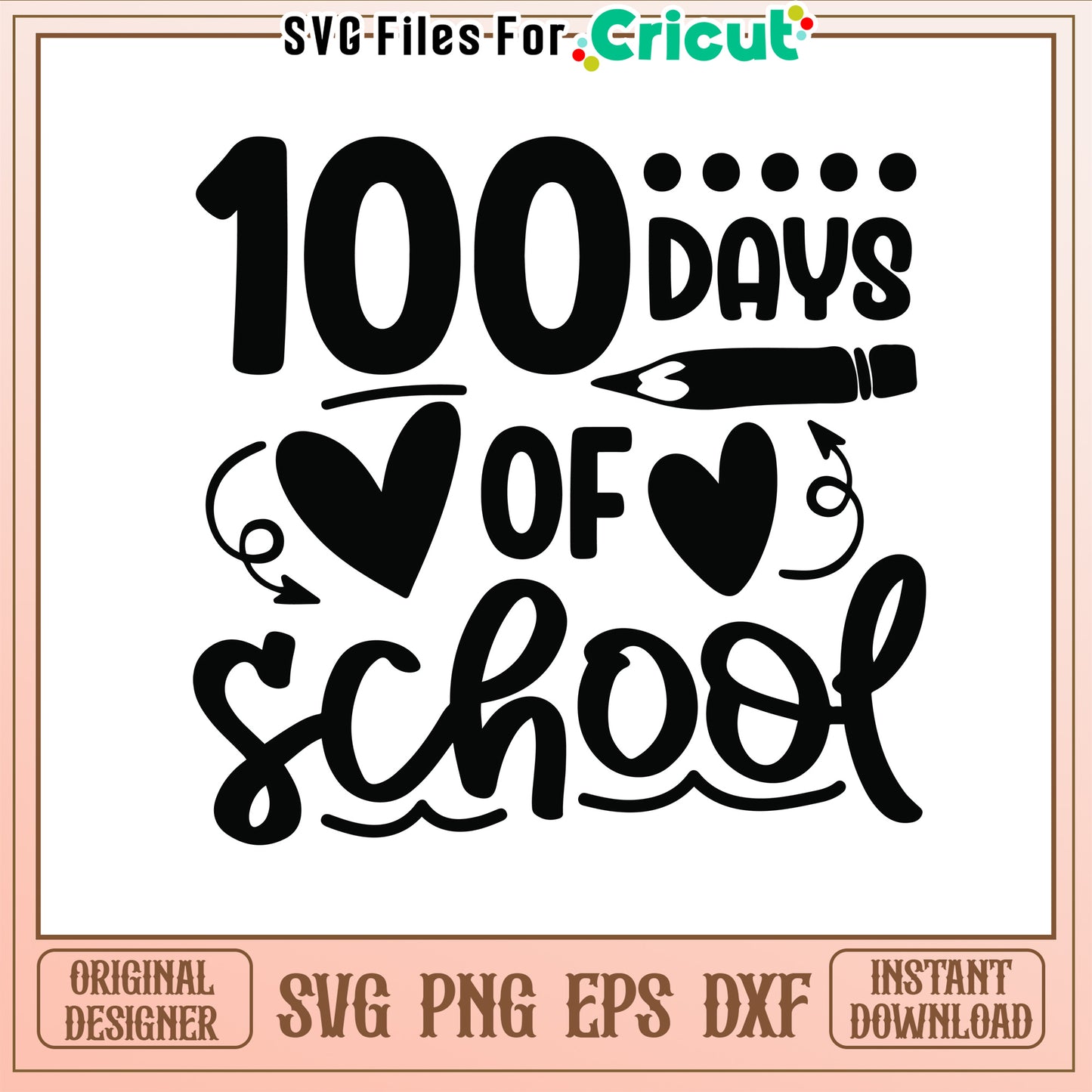 100 days of school font design svg, happy 100th day of school svg