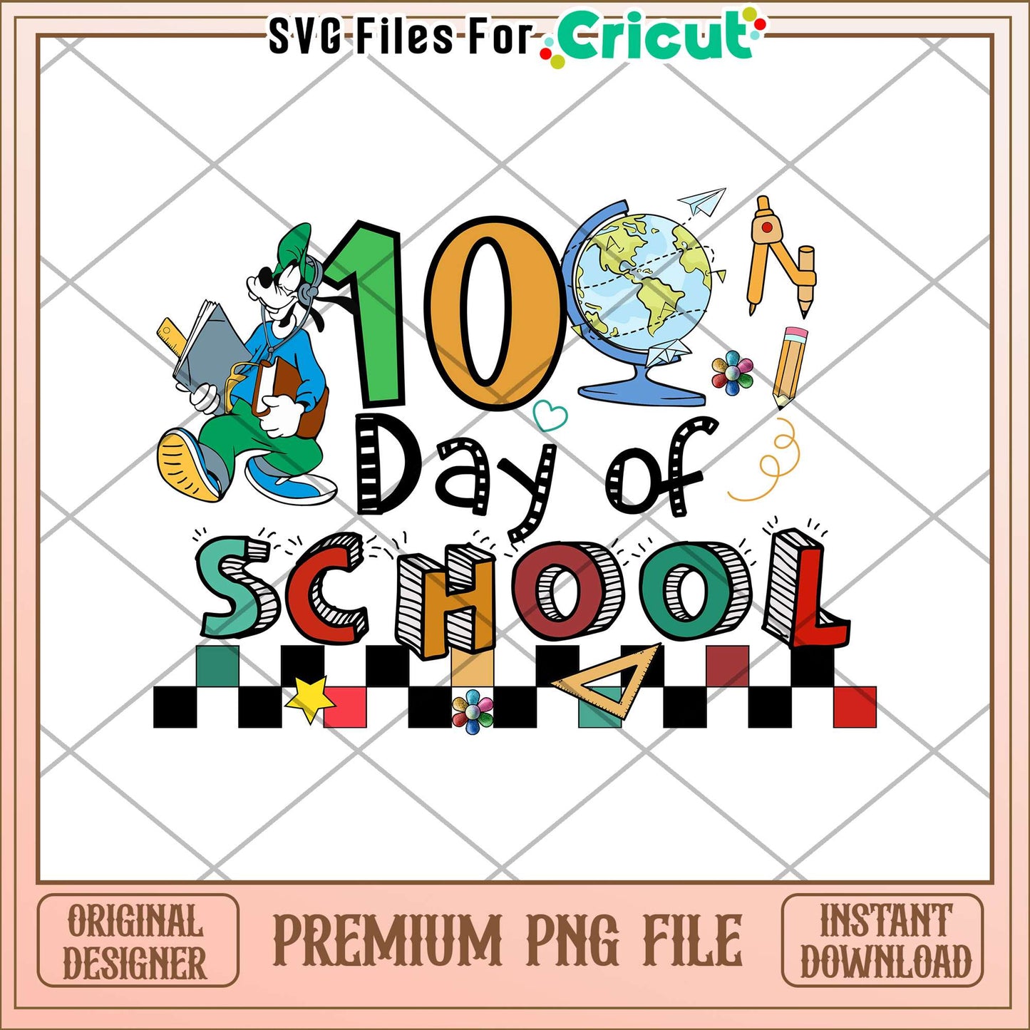 100 days of school goofy png, National geographic globe png