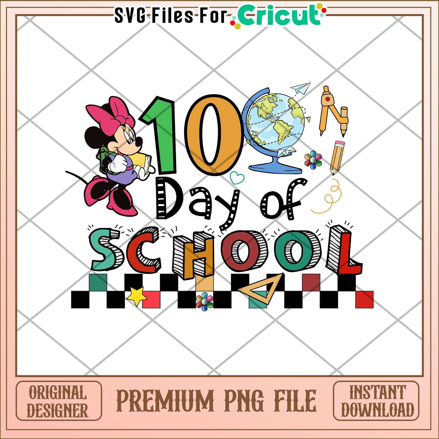 100 days of school minnie png, National geographic globe png