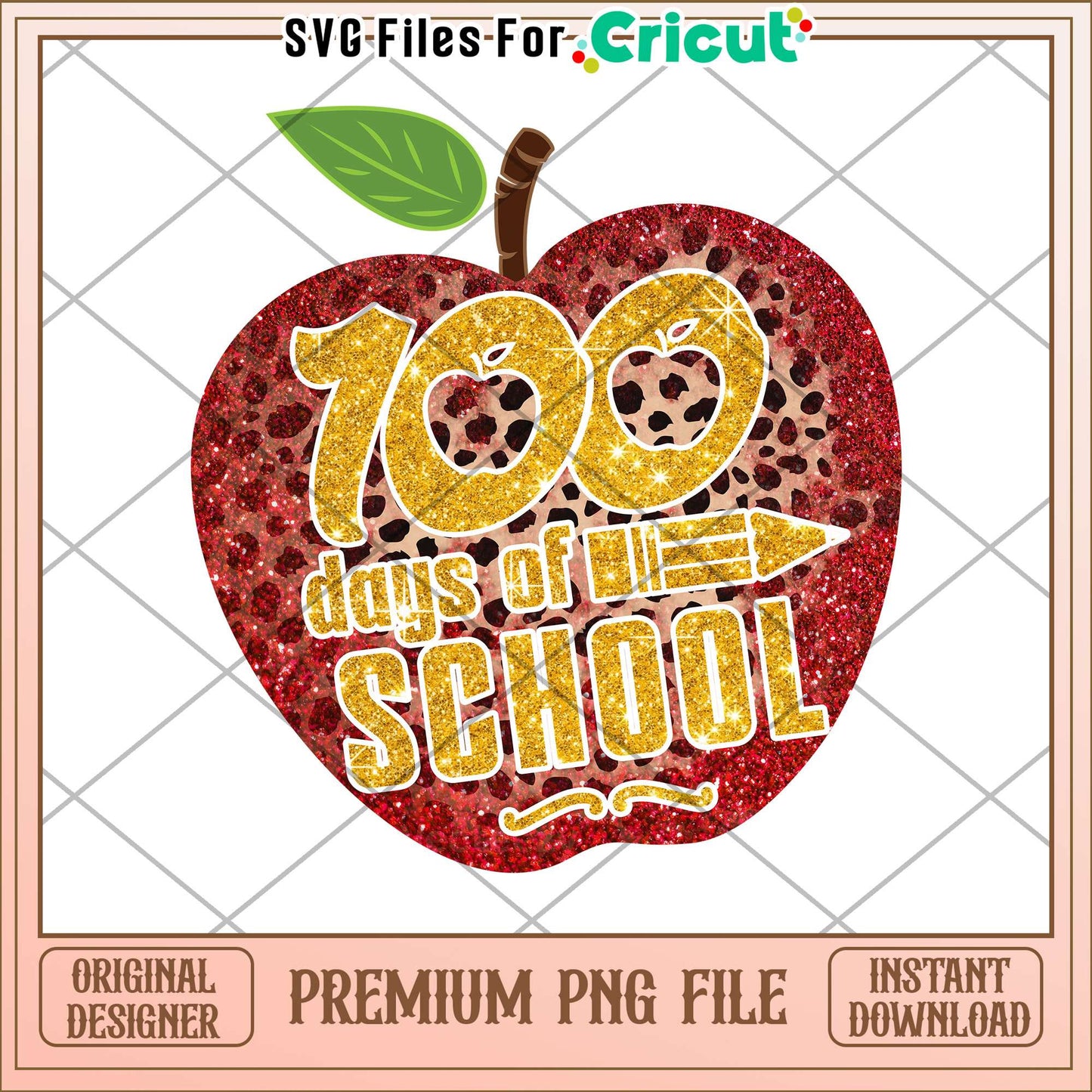 100 days of school png, bling apple png, logo design png