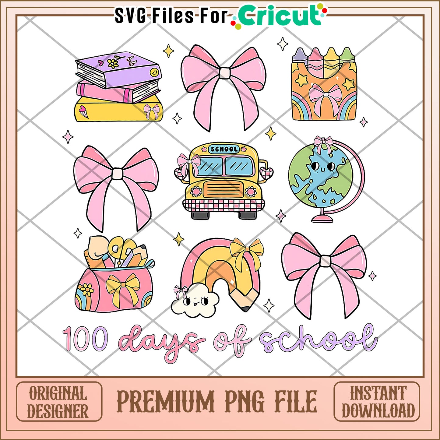 100 days of school suppplies png, back to school supplies png, cartoon design png