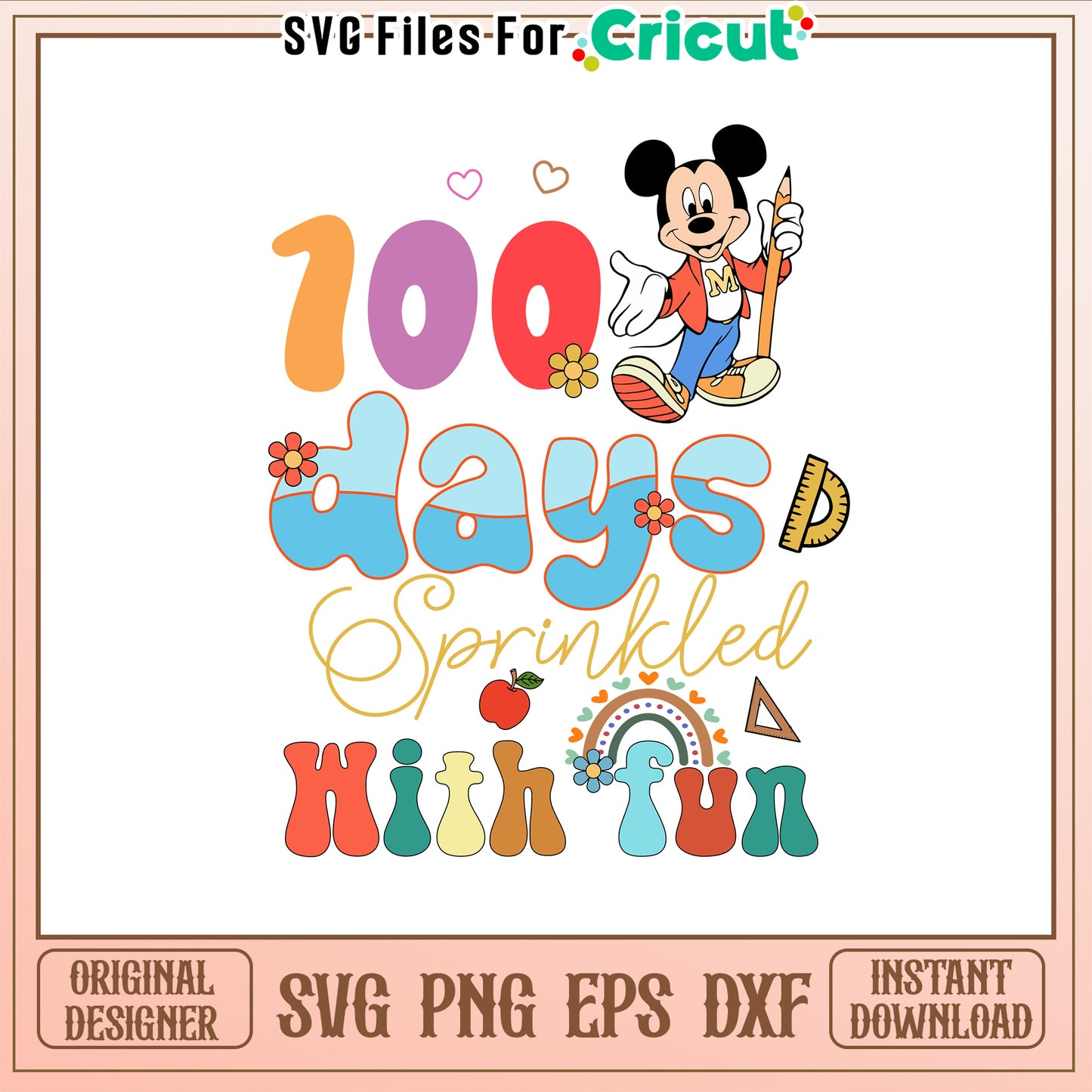 100 days of sprinkled with fun svg, mickey disney svg