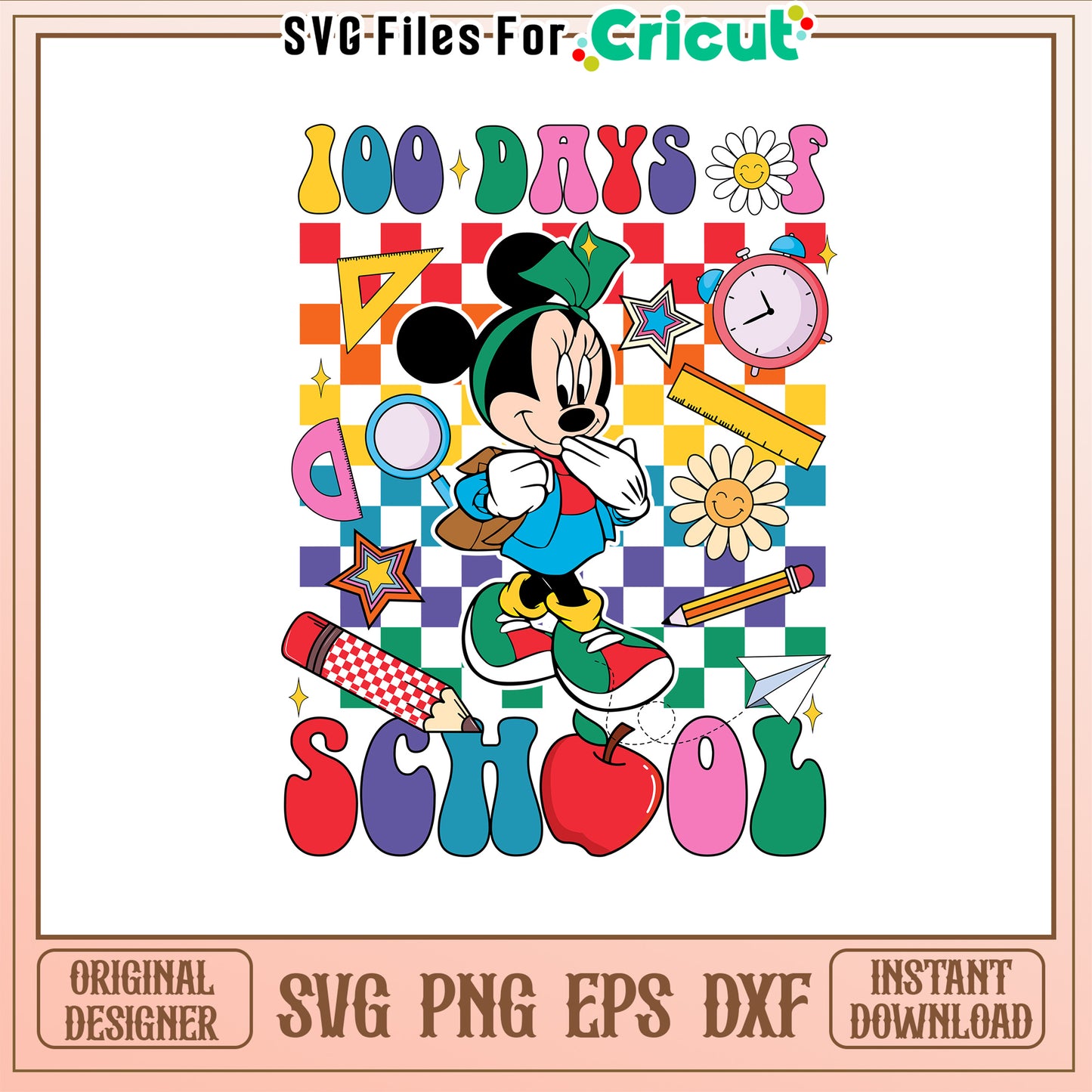 100th day of school school supplies svg, minnie mouse svg