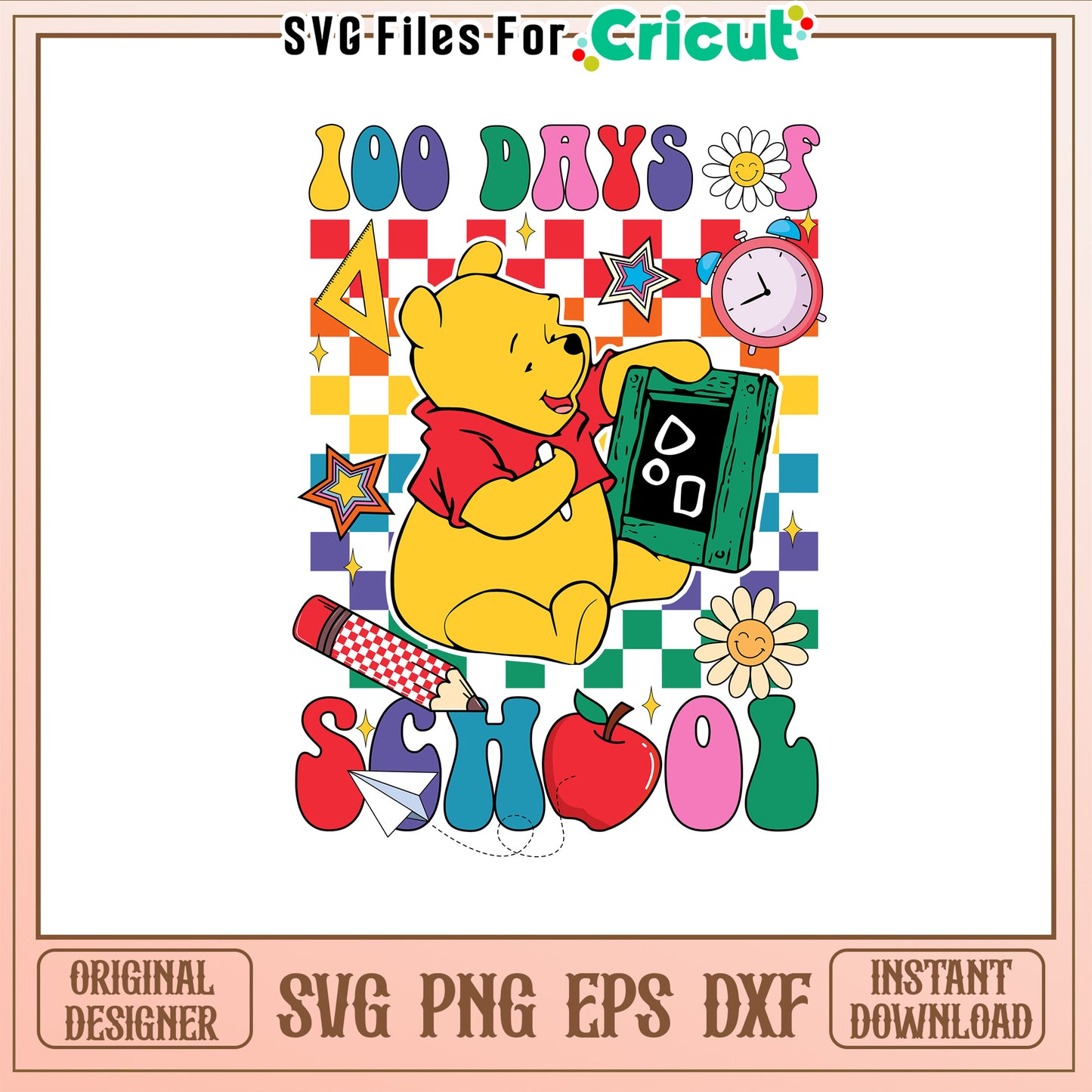 100th day of school school supplies svg, pooh svg, disney svg