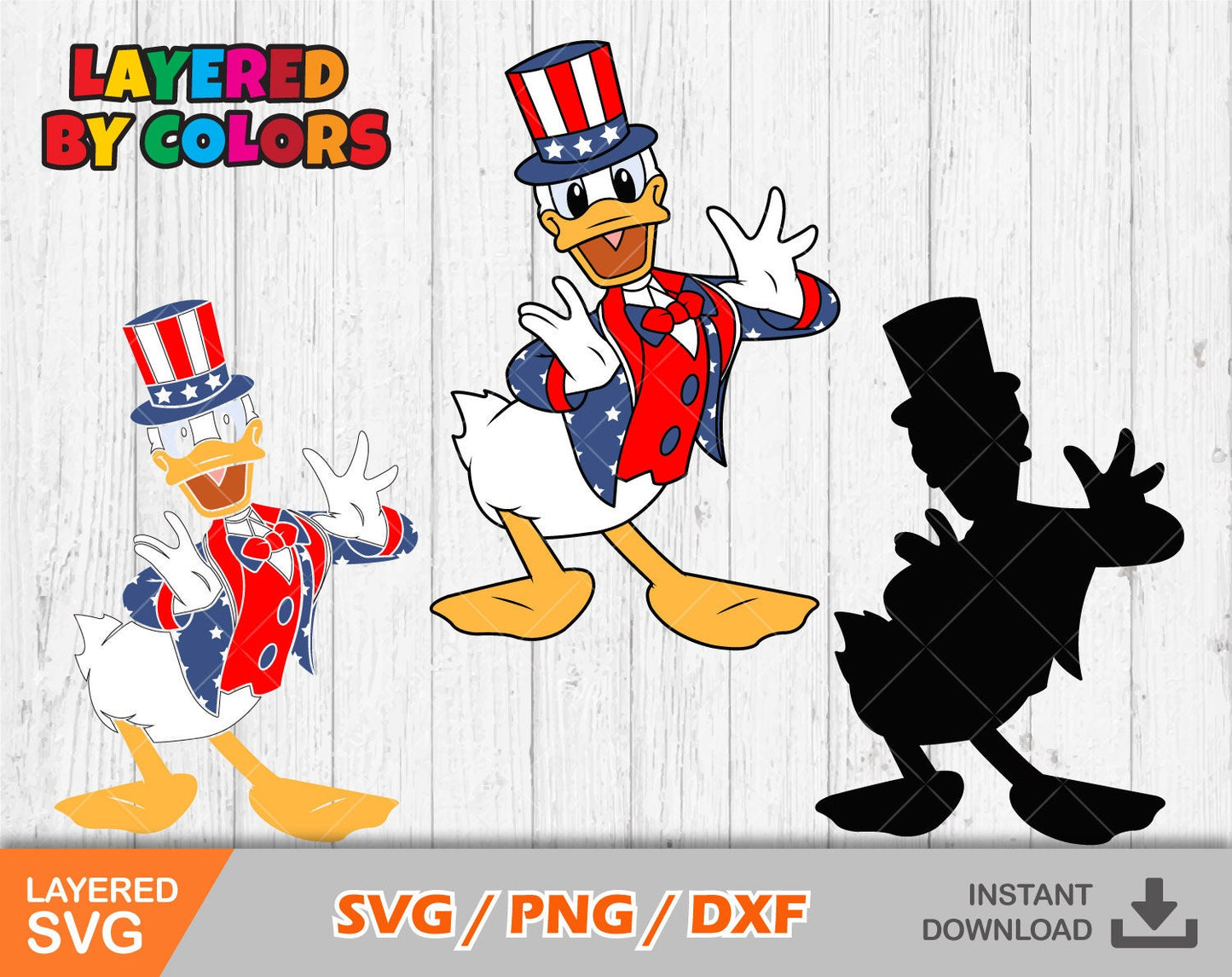 Donald Duck 4th of July clipart SVG Bundle