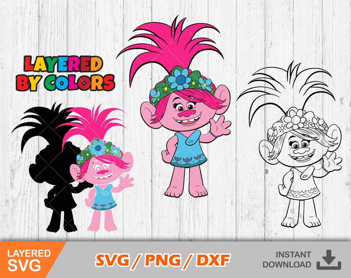 Trolls Poppy clipart SVG Bundle