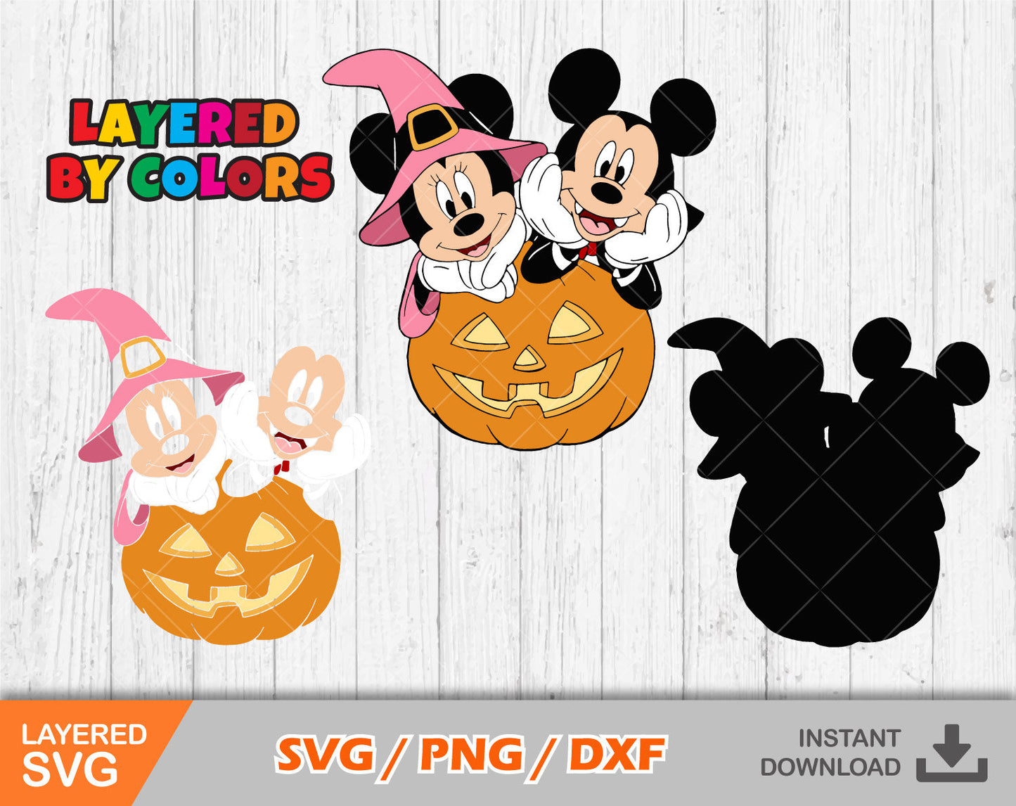 Mickey and Minnie Halloween clipart SVG Bundle