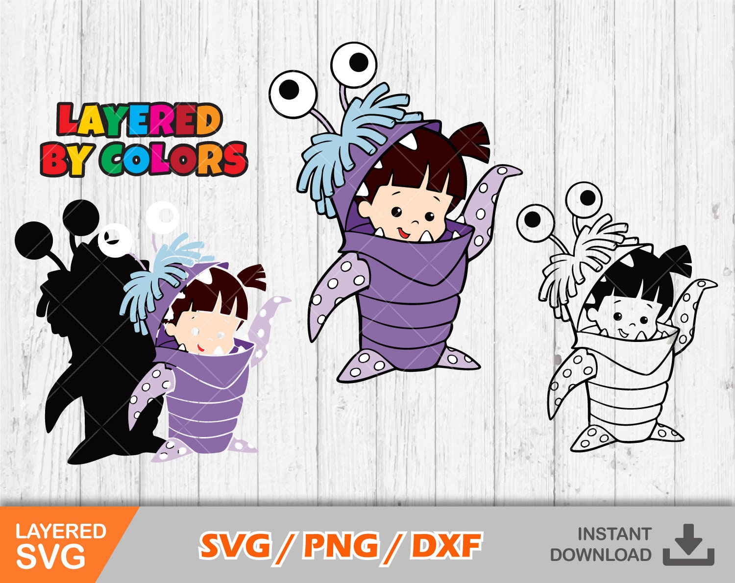 boo silhouette monsters inc Monsters Inc Boo clipart SVG Bundle – svg files for cricut