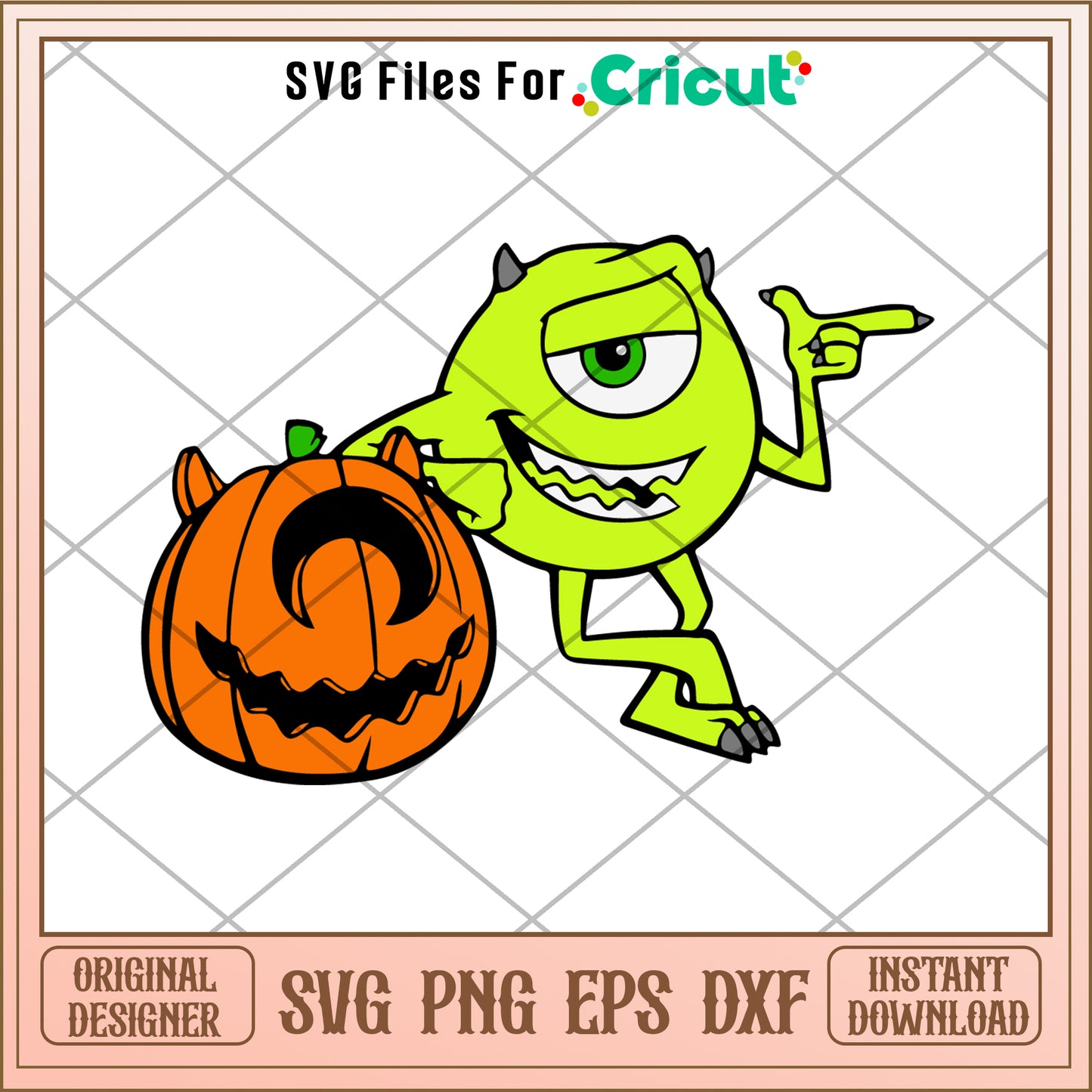 Disney monster x halloween pumpkin svg