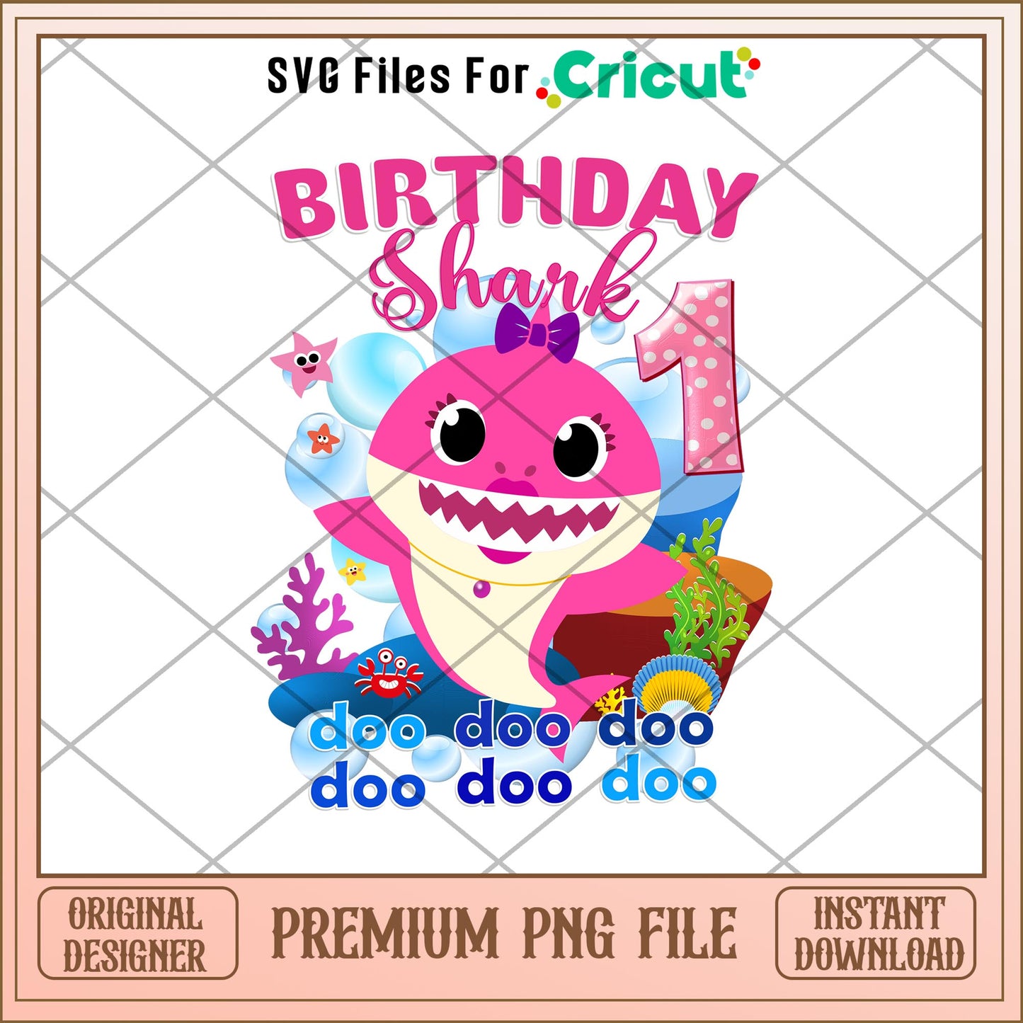 1st Birthday Shark Girl png, Baby Shark characters png, digital download