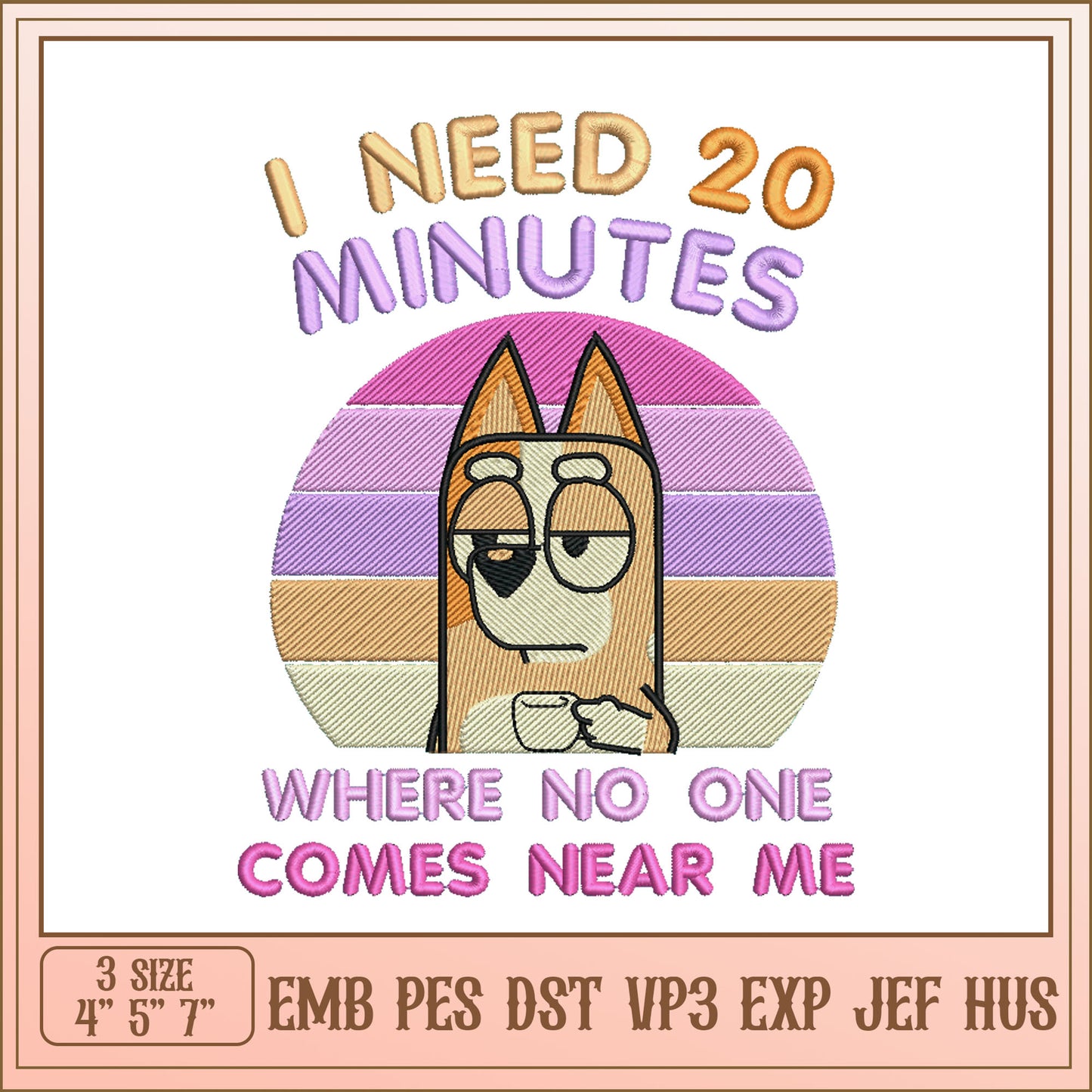 20 Minutes Alone Embroidery Design