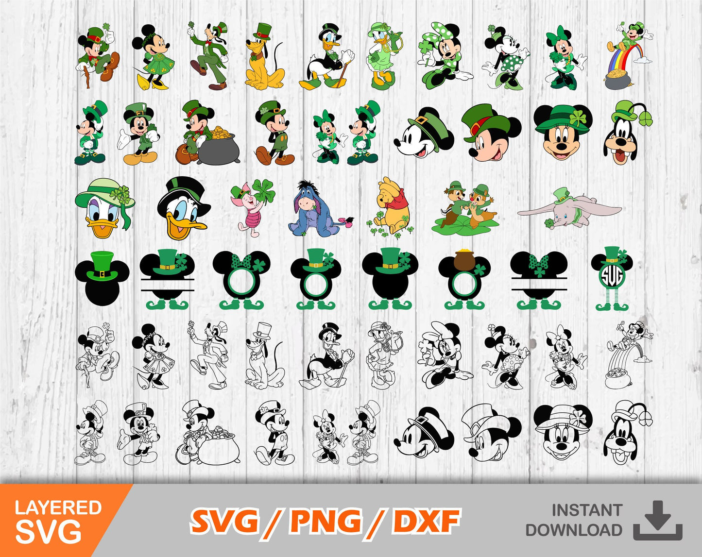 Mickey and Friends Saint Patricks Day SVG Bundle