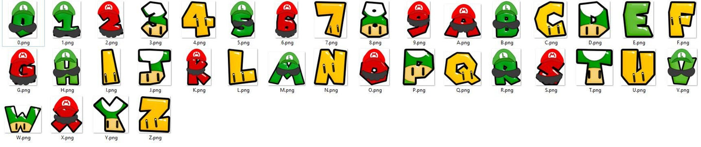 Super Mario Alphabet png bundle