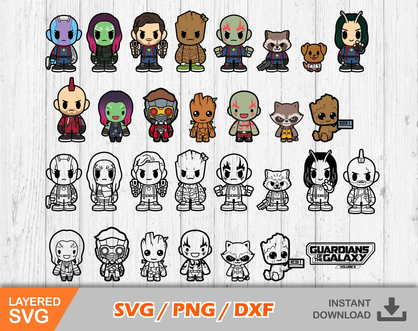 Chibi Guardians of the Galaxy SVG Bundle