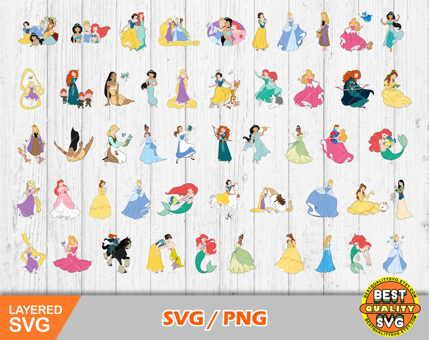 Classic Princesses 100 cliparts SVG Bundle
