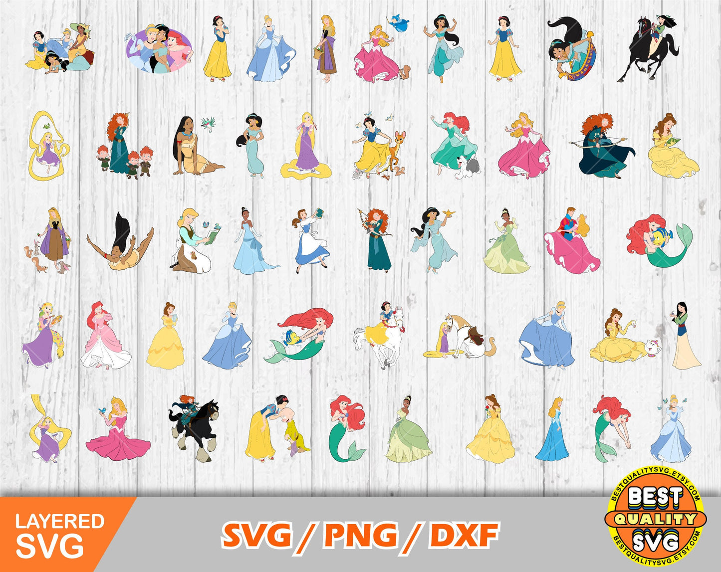 Classic Princesses clipart SVG Bundle