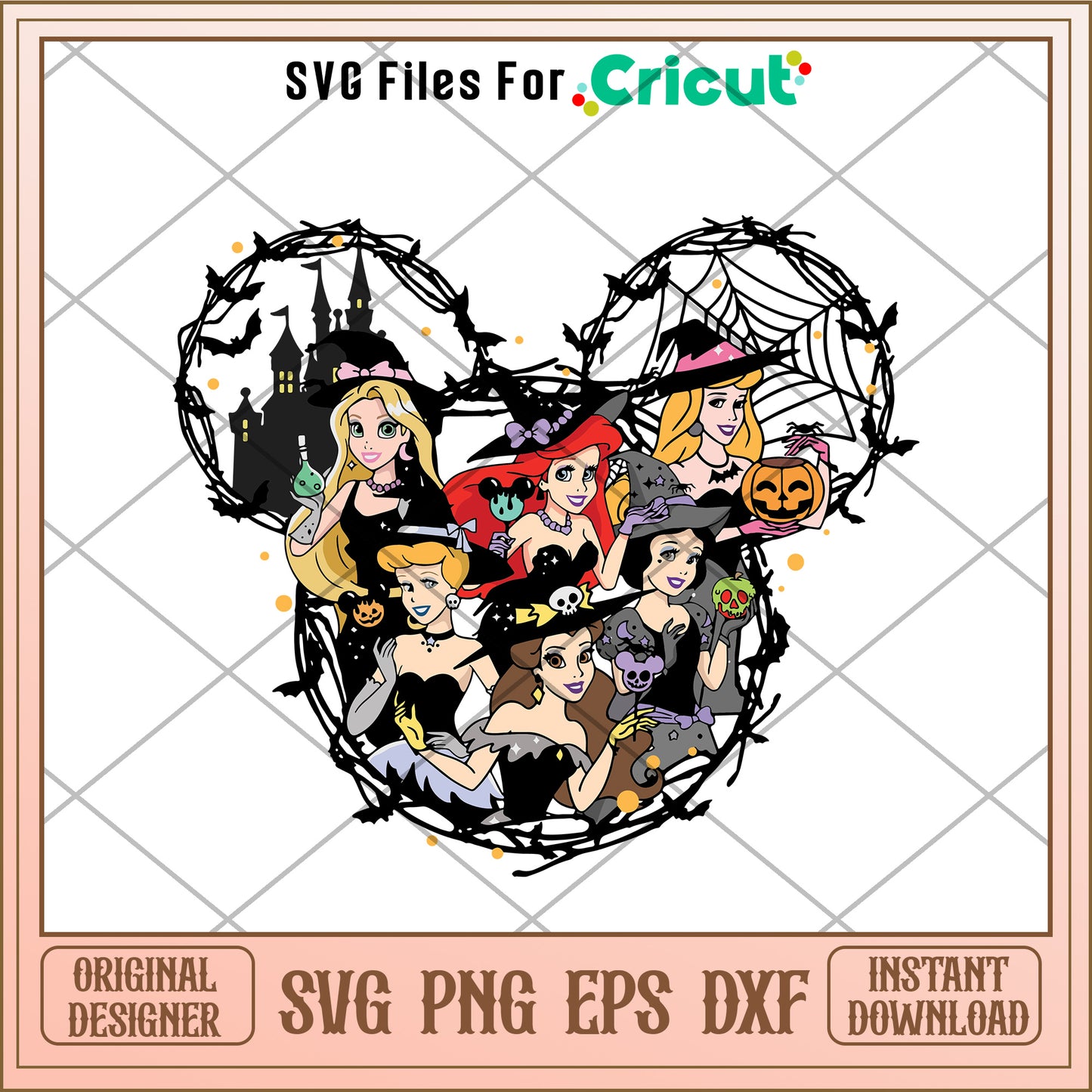 Disney princess x mickey head halloween svg
