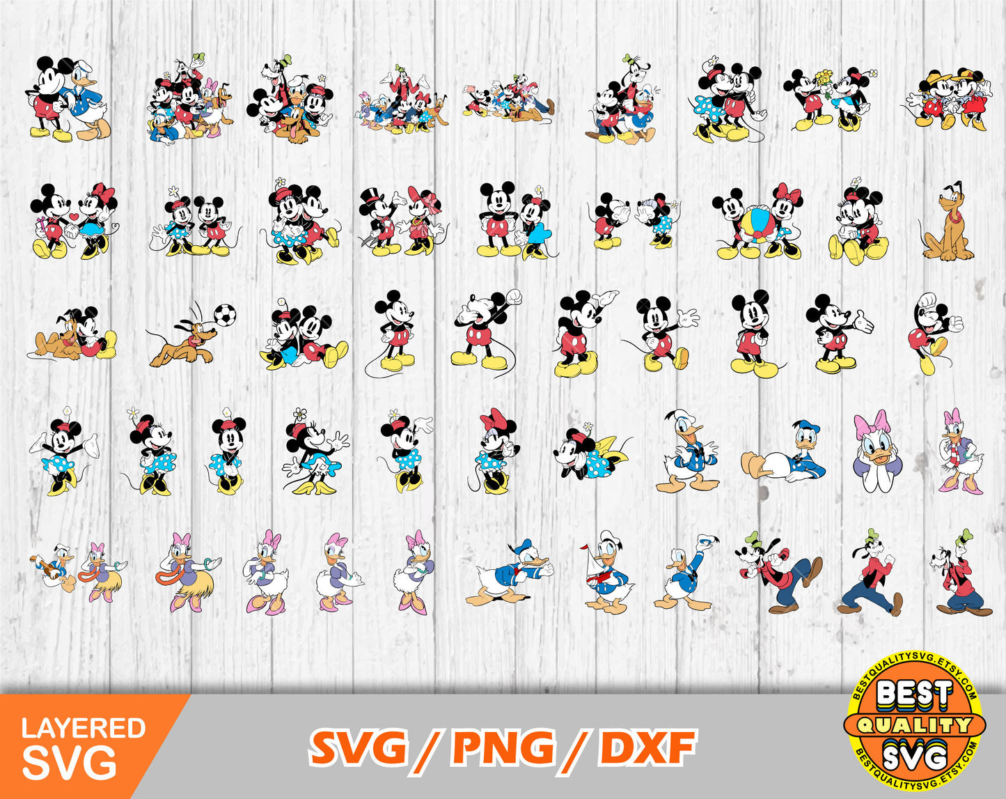 Classic Mickey and friends clipart SVG Bundle