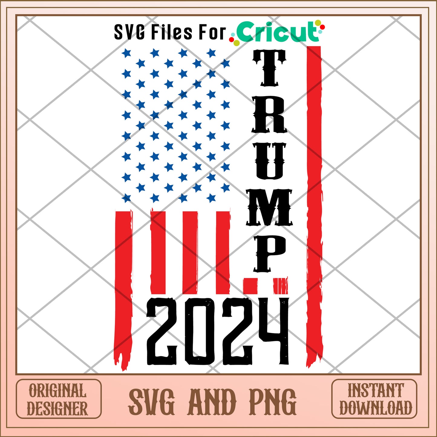 Trump 2024 america flag SVG