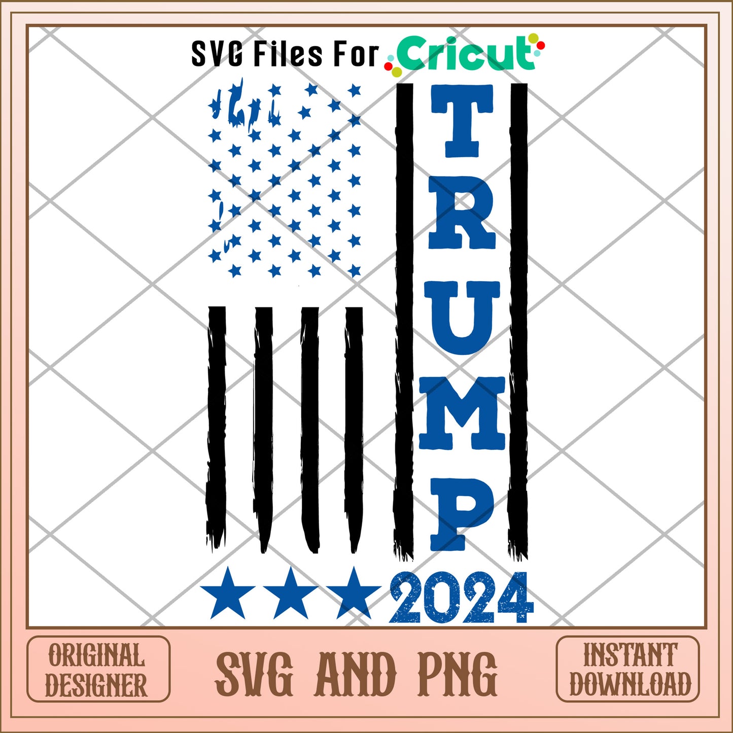 Trump 2024 america flag blue design SVG