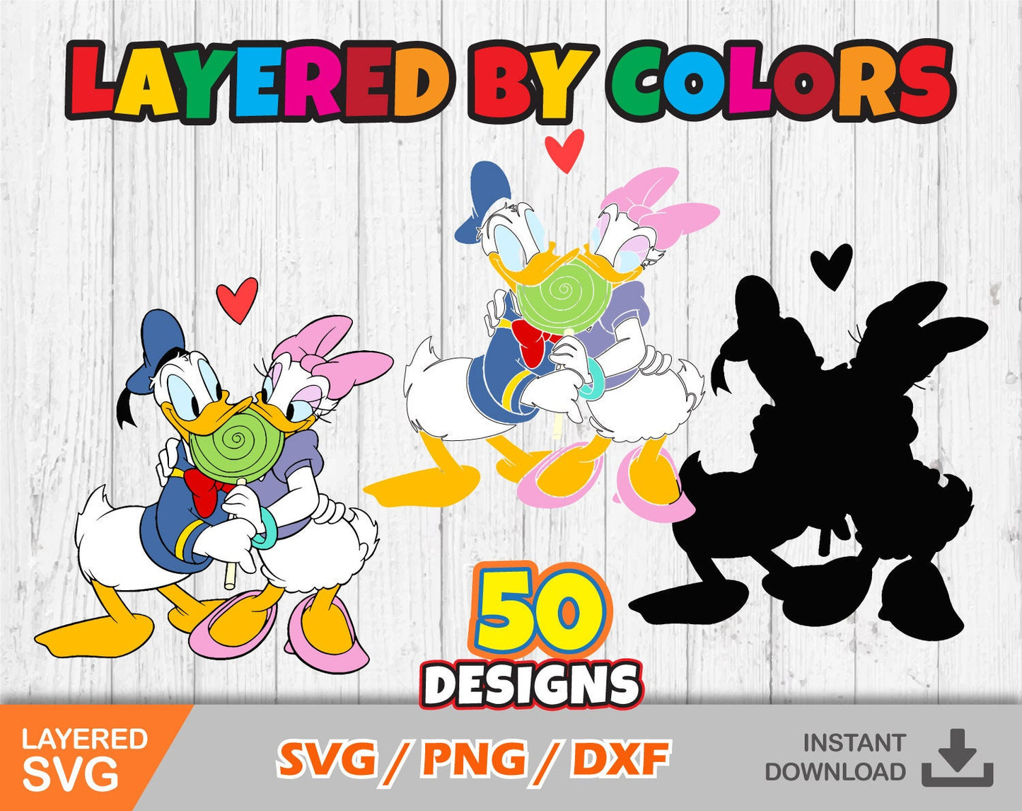 Donald and Daisy Valentine's Day SVG Bundle