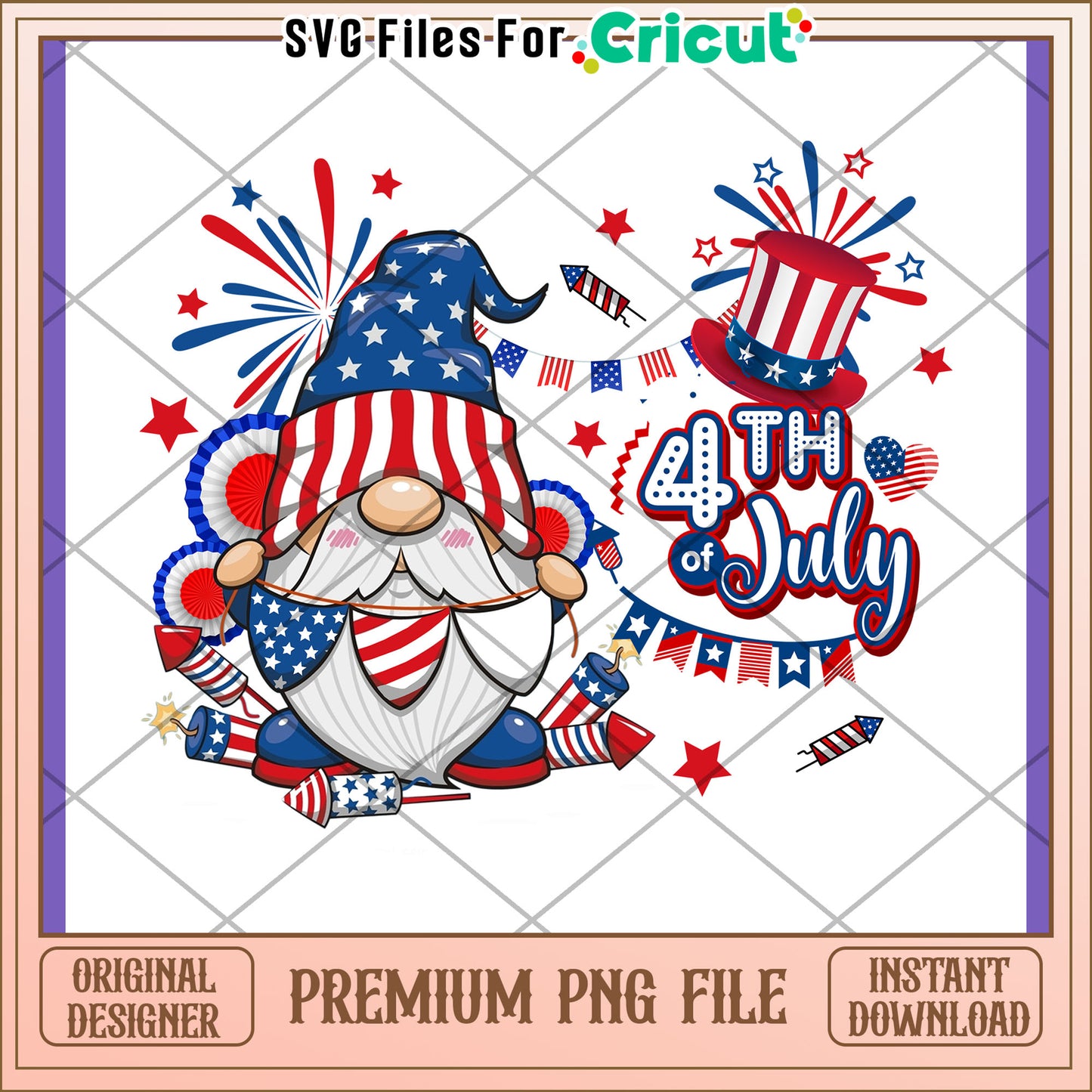 4th of July Gnome PNG Design