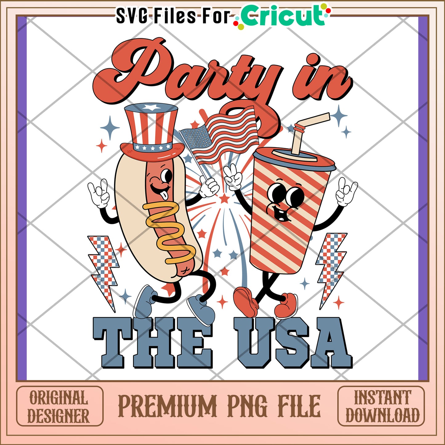 4th of July Hot Dog Soda PNG Design