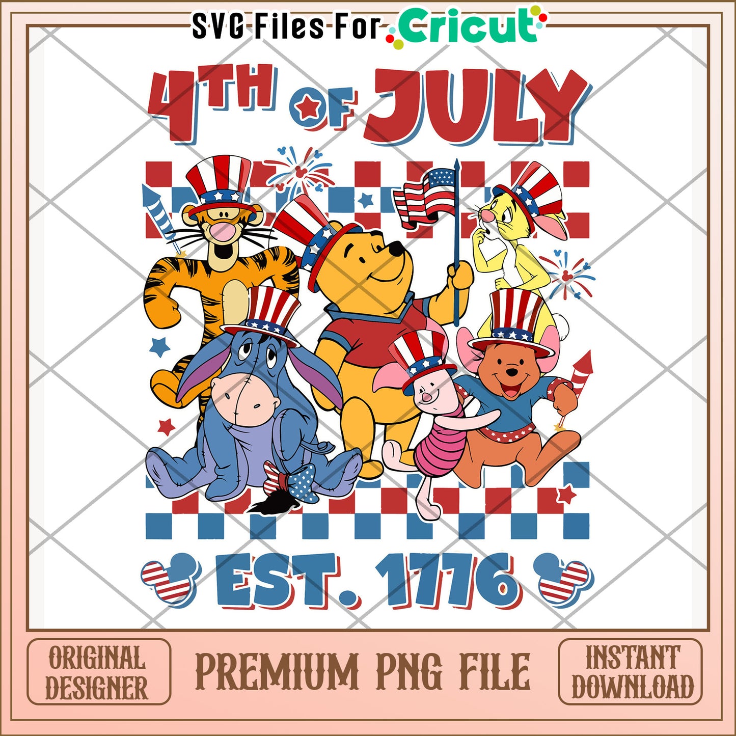 4th of july winnie the pooh design png, disney character png