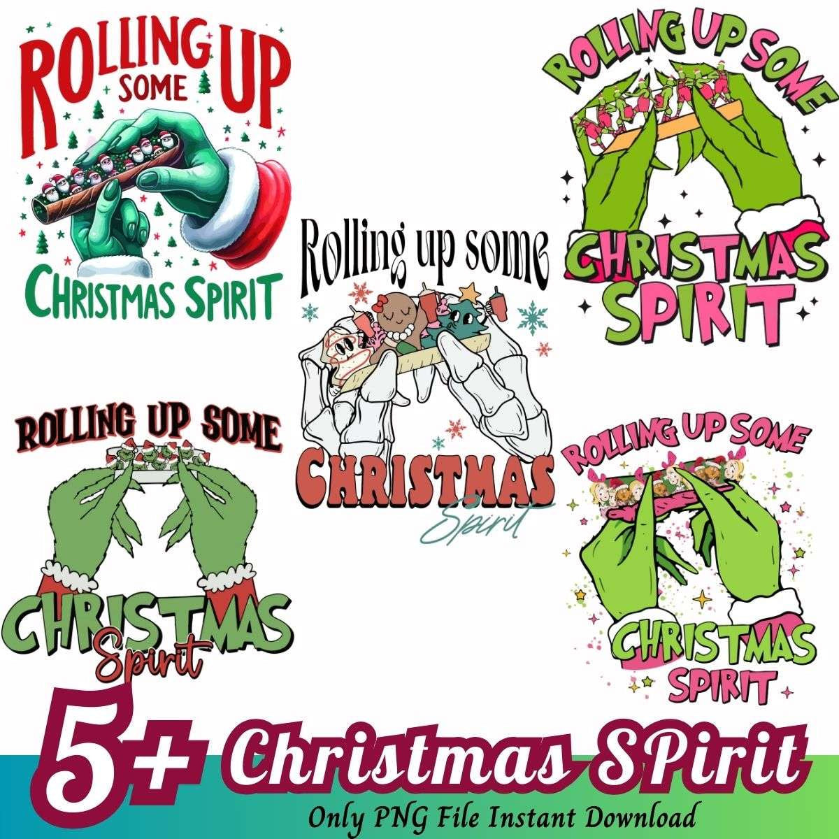 Christmas Spirit PNG, Christmas Grinch hands bundle
