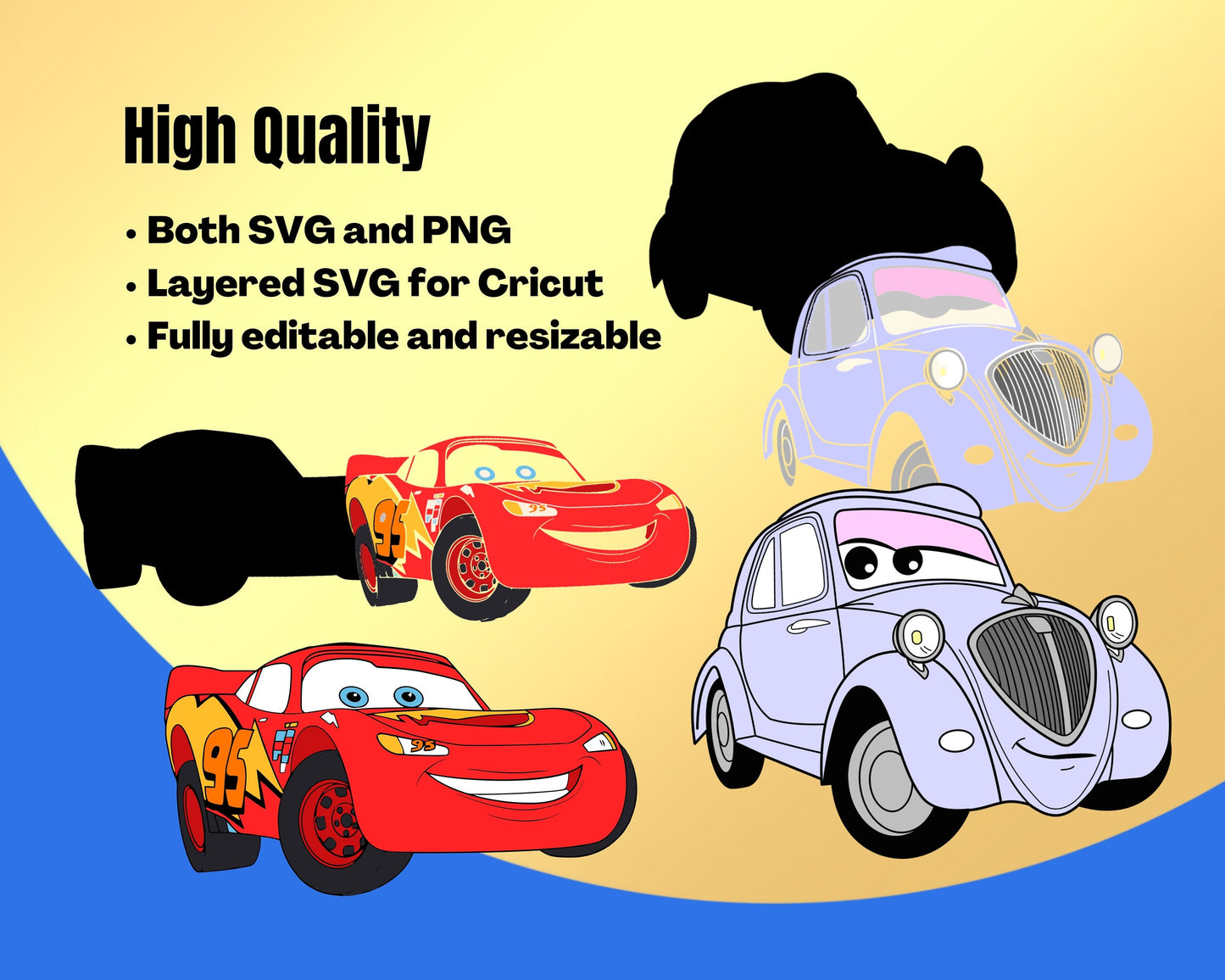 Disney Cars SVG, PNG Bundle