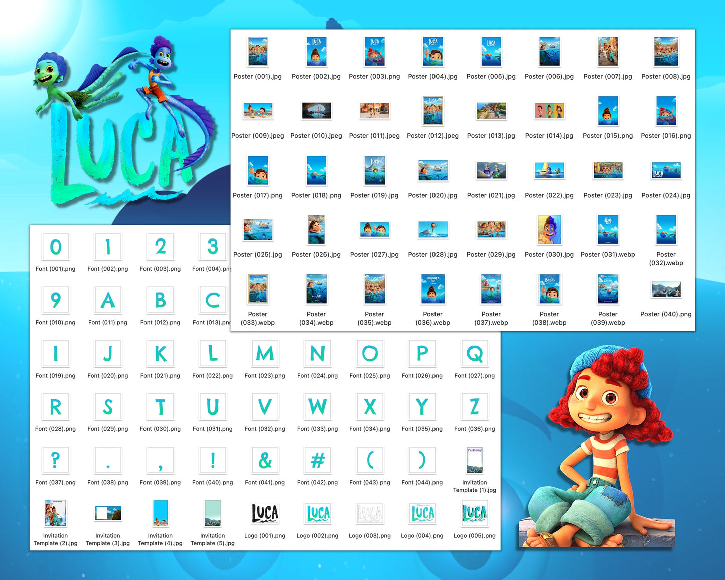 Luca Disney Clipart PNG bundle