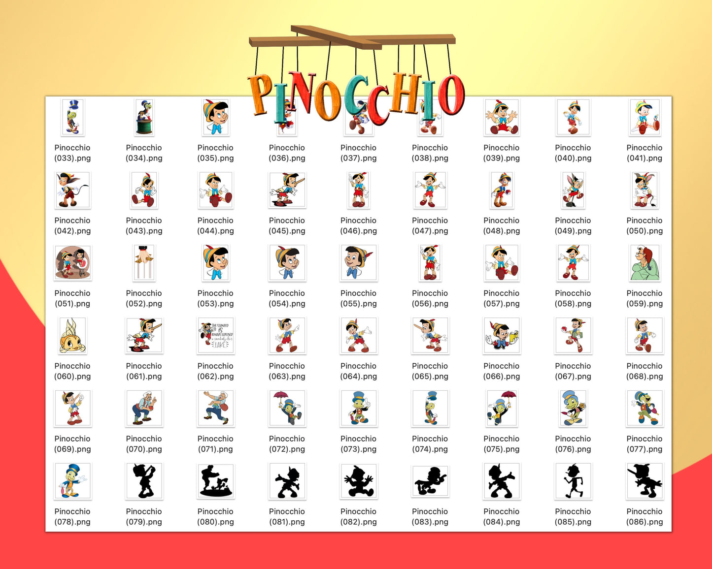 Pinocchio Clipart SVG, PNG bundle