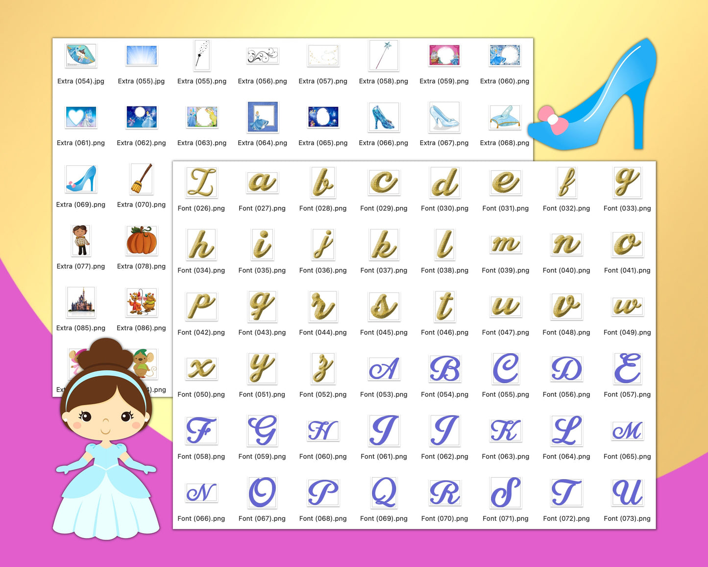 Cinderella disney Clipart PNG bundle