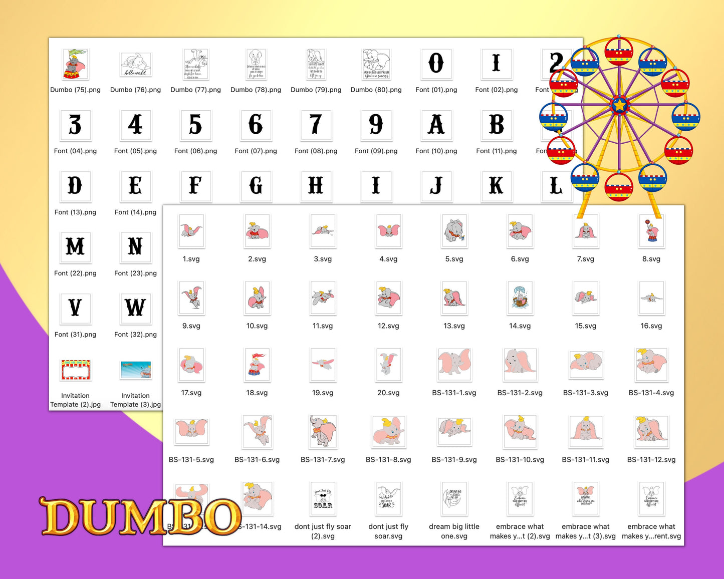 Dumbo PNG, SVG Clipart bundle
