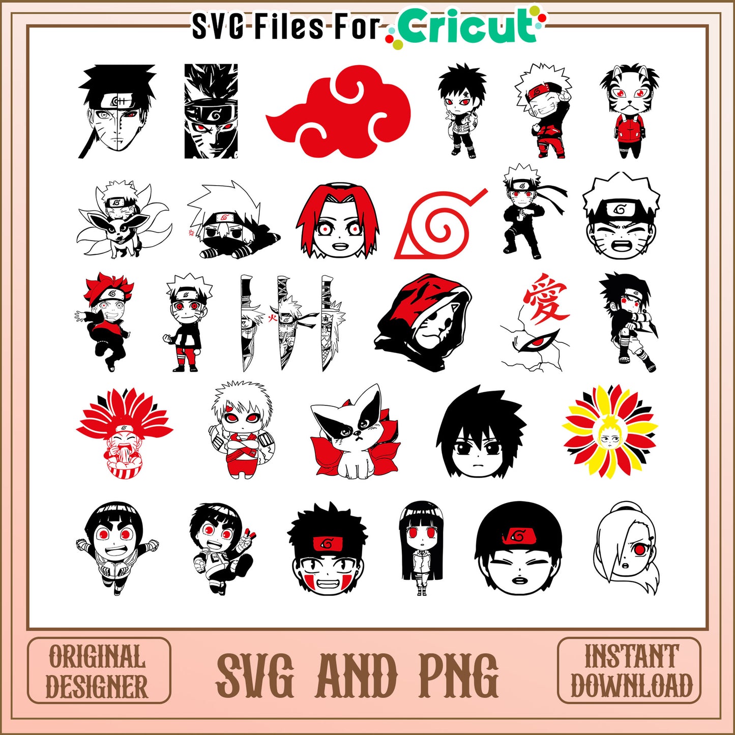 Anime naruto design bundle svg, naruto anime characters svg