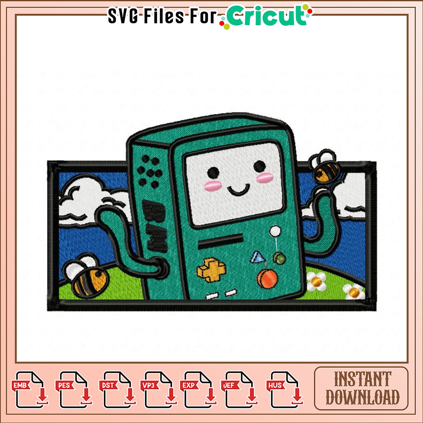 Adventure Time BMO Embroidery Design Instant Download