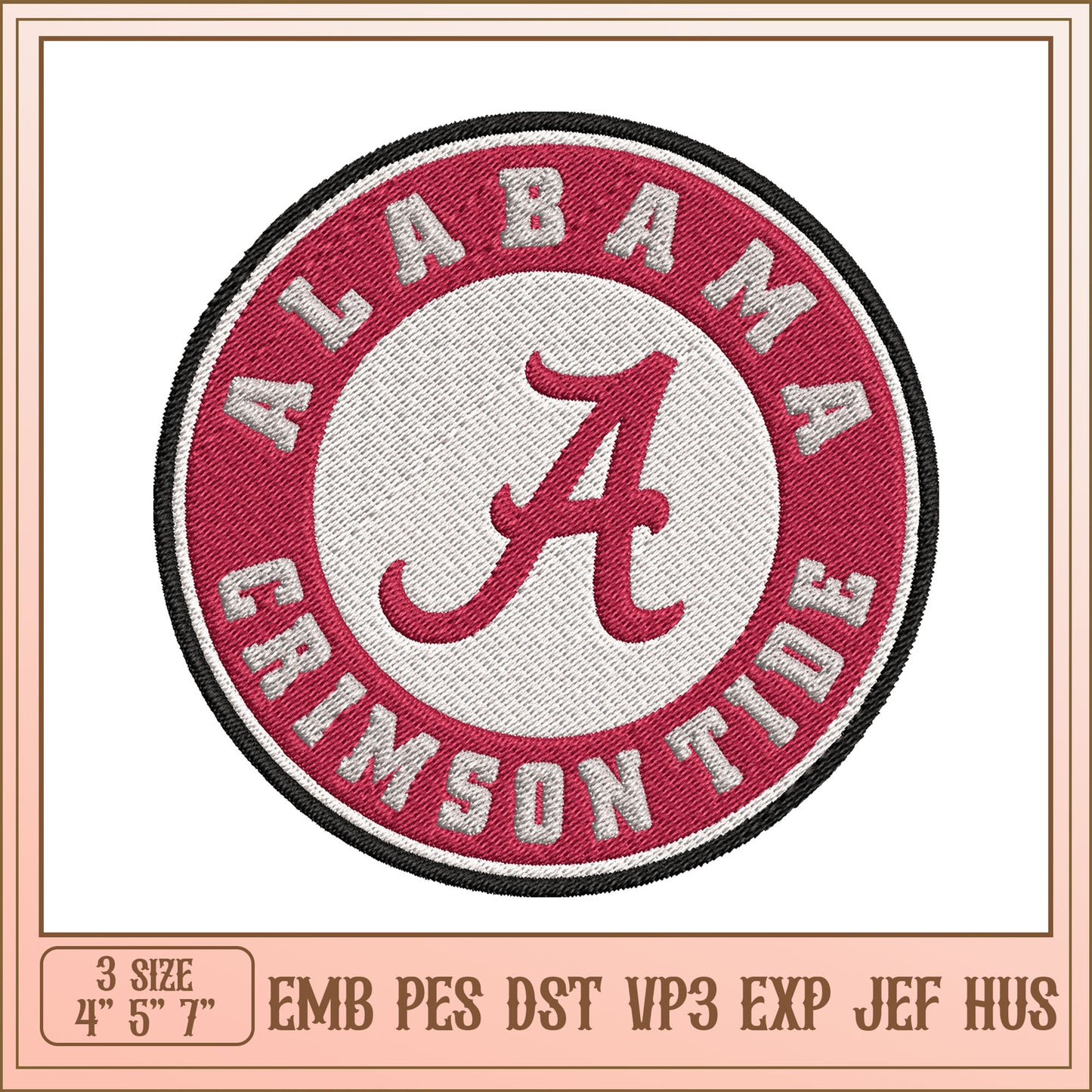 Alabama Crimson Tide Embroidery Design Digital File Download