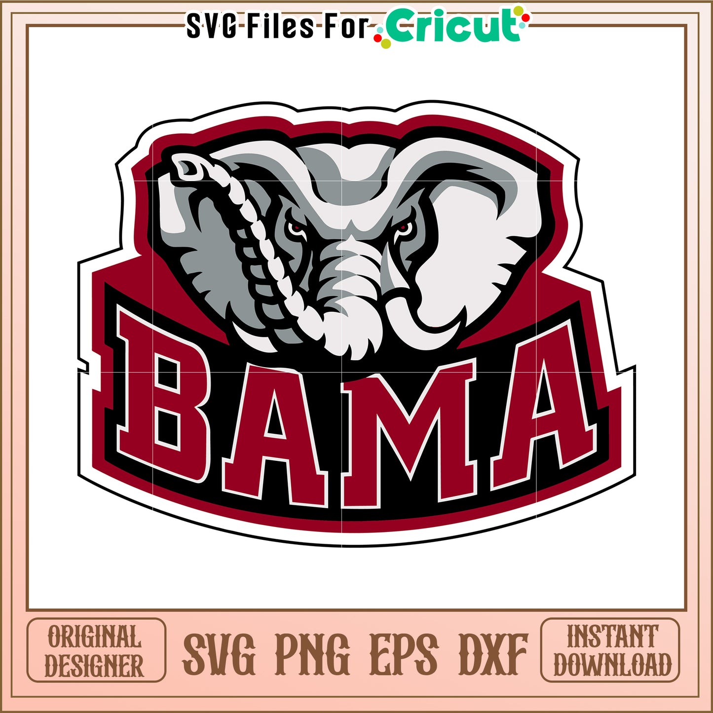 Alabama Elephant SVG Design for Cricut, Perfect for Sports Enthusiasts