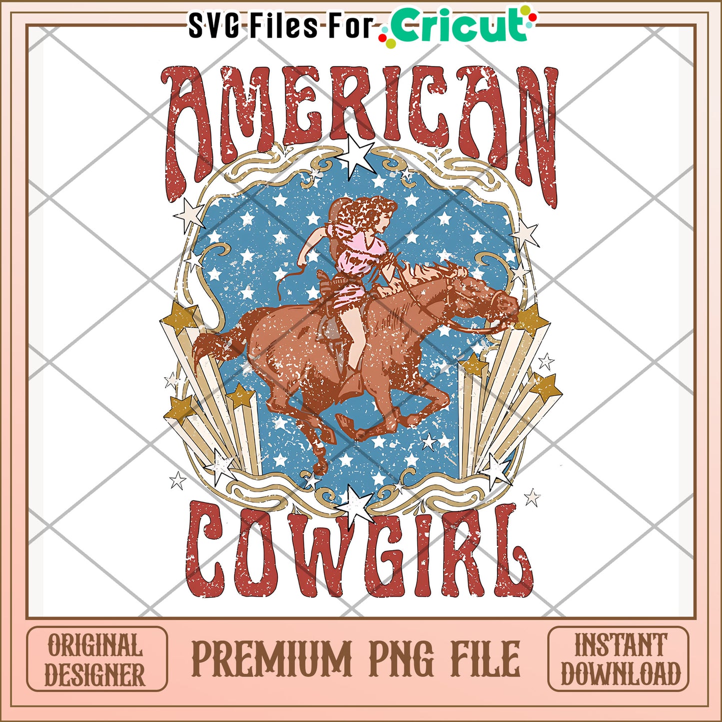 American cow girl png, western style png, patriotic vibe png