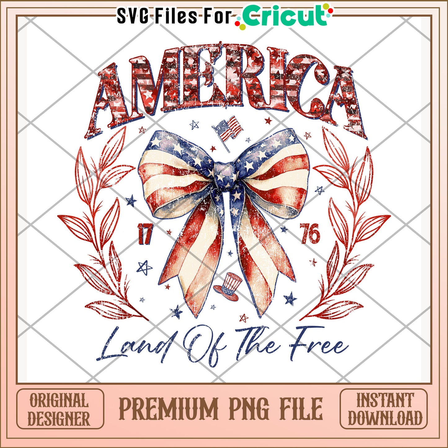 American land of the free bowtie png, happy 4th of july png, red white and blue png