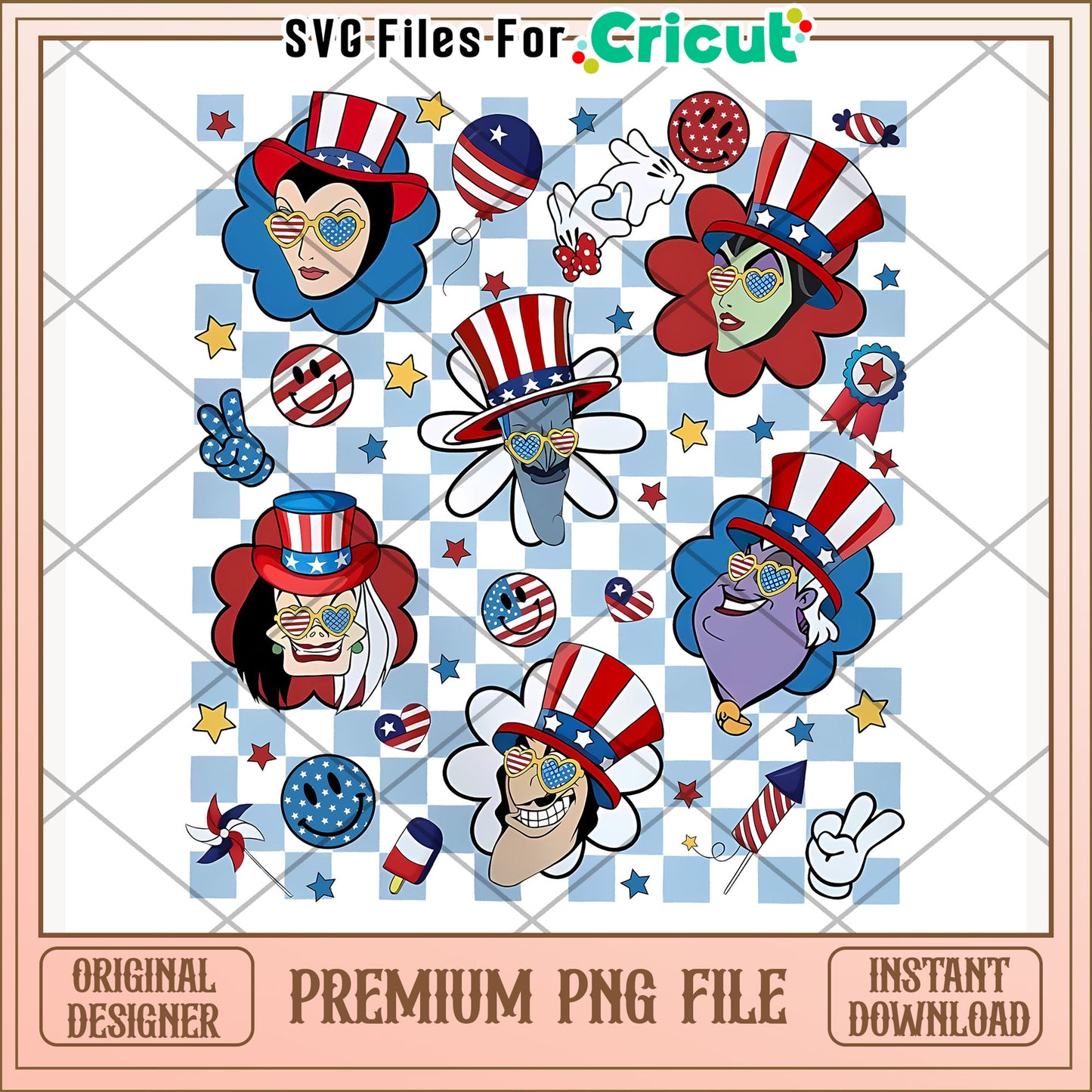 American vibes design disney characters png, disney couple png, red white and blue png