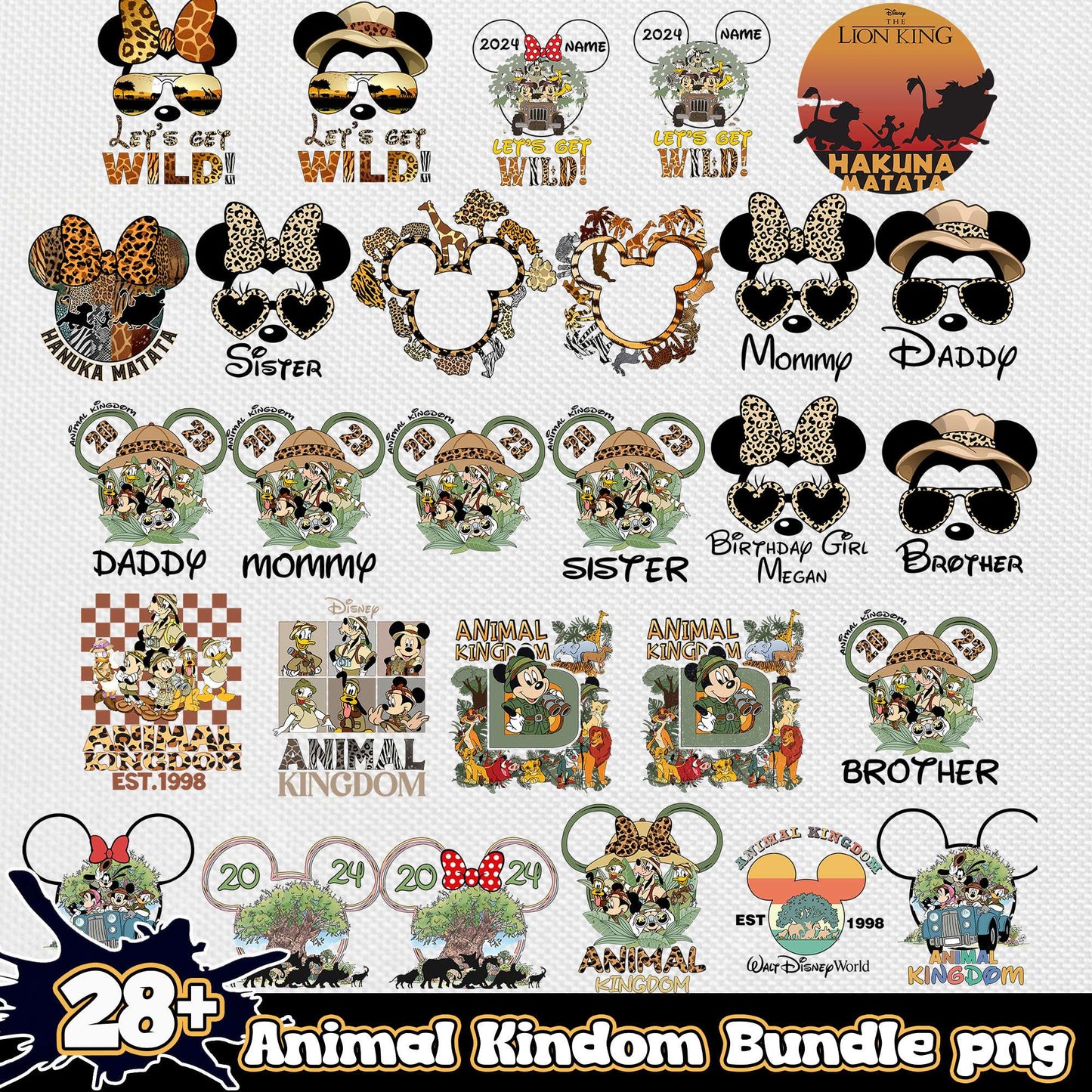 Mickey let's get wild bundle png, disney animal kingdom png