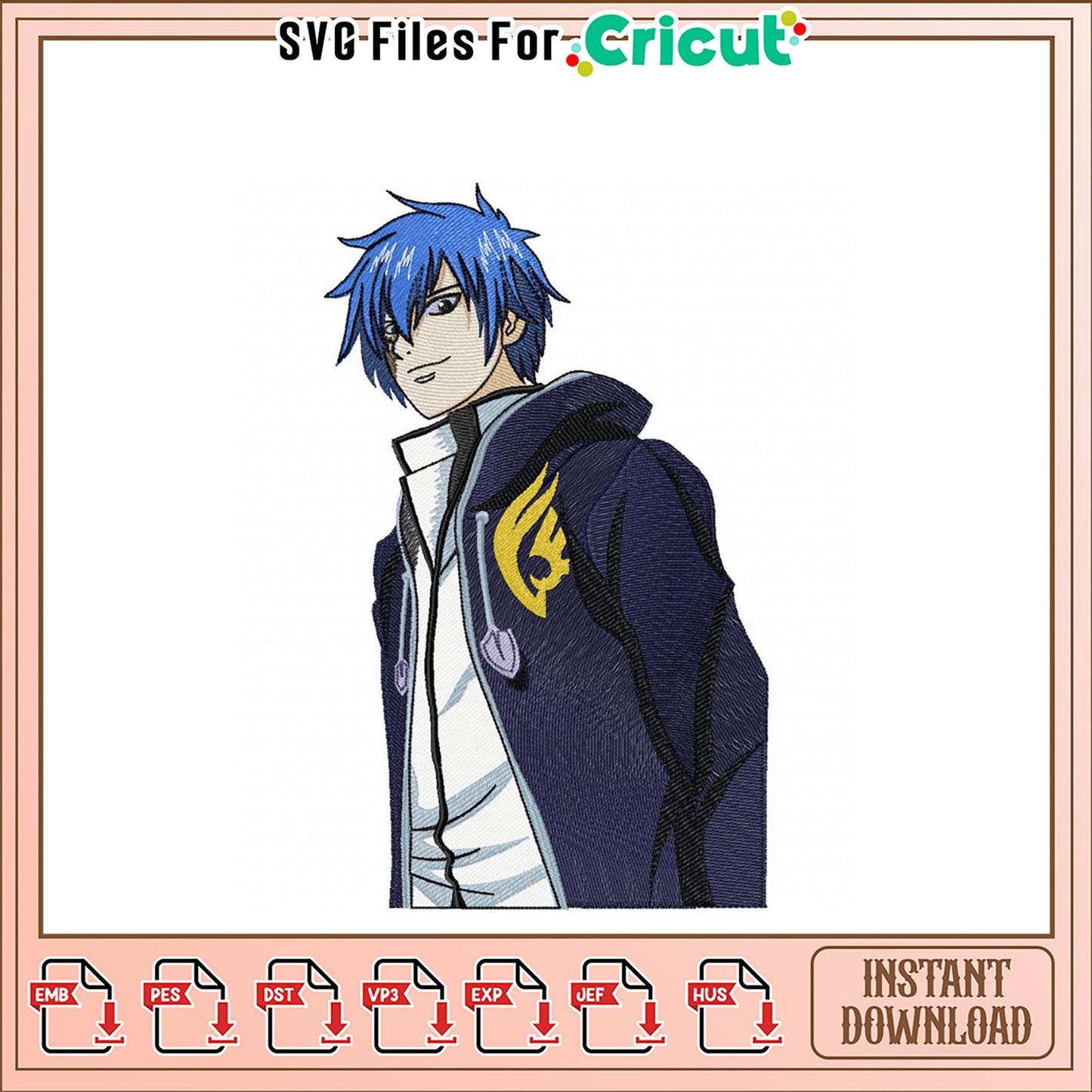 Anime Blue Haired Character Embroidery Design Download