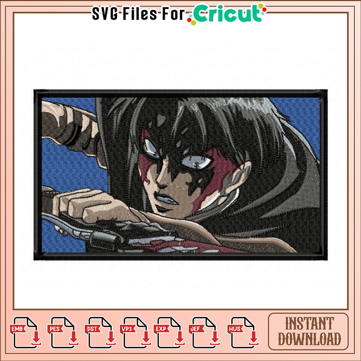 Anime Character Embroidery Design Instant Download