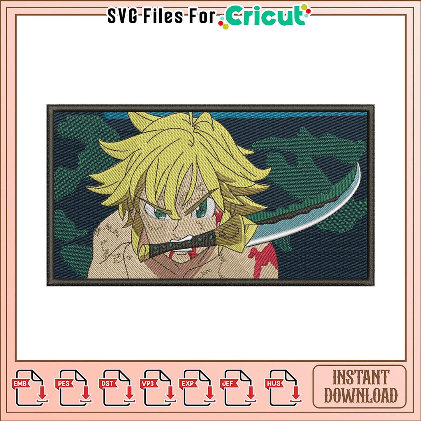 Anime Character Embroidery Design Sword Art Download