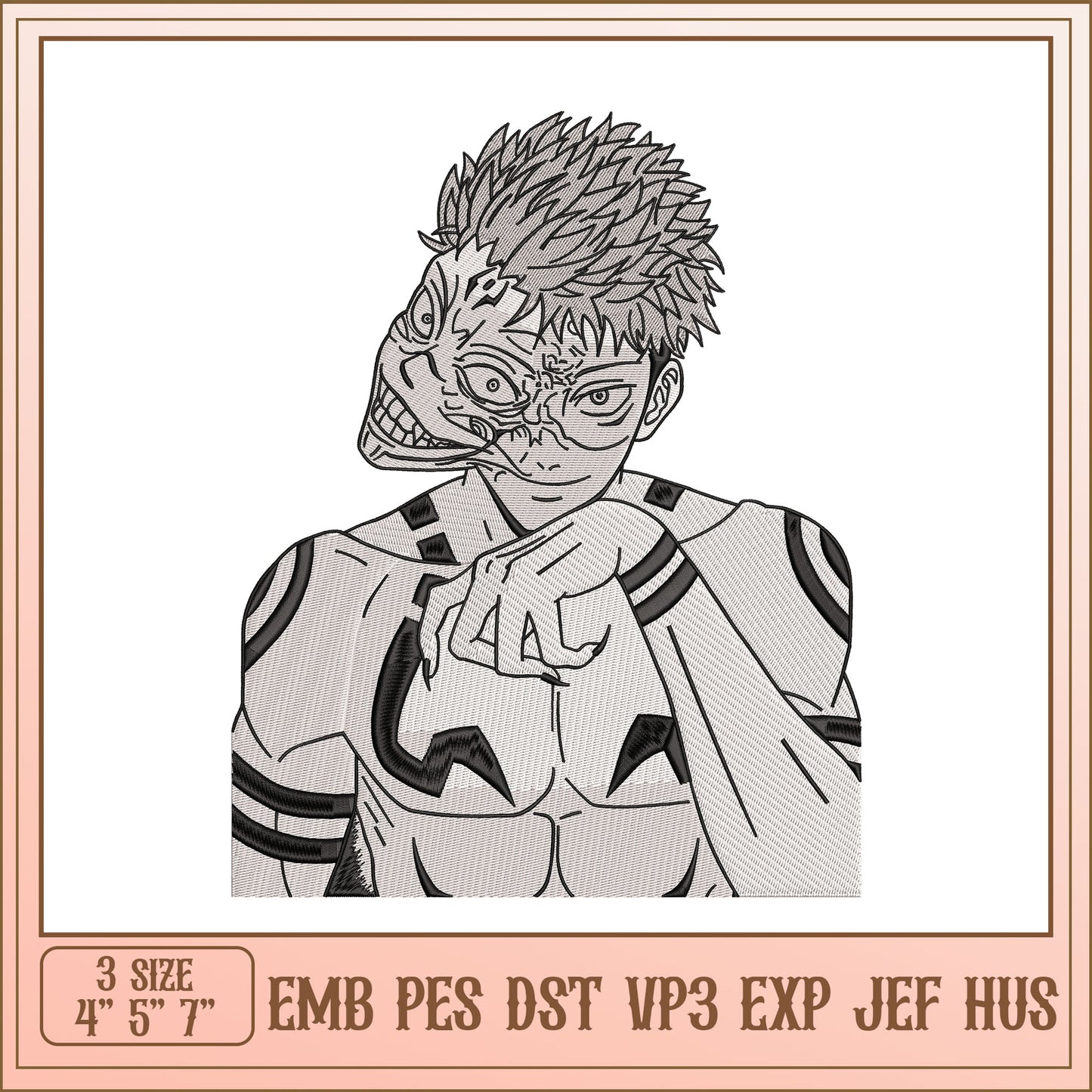 Anime Embroidery Design 4x7 Inches